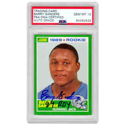 Barry Sanders Signed Detroit Lions 1989 Score Rookie Card #257 w/ROY'89  - (PSA/DNA Encapsulated - Auto Grade 10)