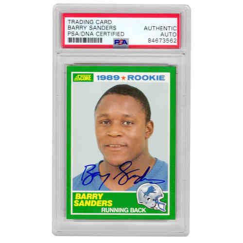 Barry Sanders Signed Detroit Lions 1989 Score Rookie Football Trading Card #257 (PSA Encapsulated)