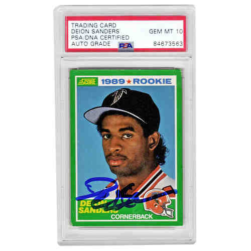 Deion Sanders Signed Atlanta Falcons 1989 Score Football Rookie Card #246 (PSA Encapsulated - Auto Grade 10)