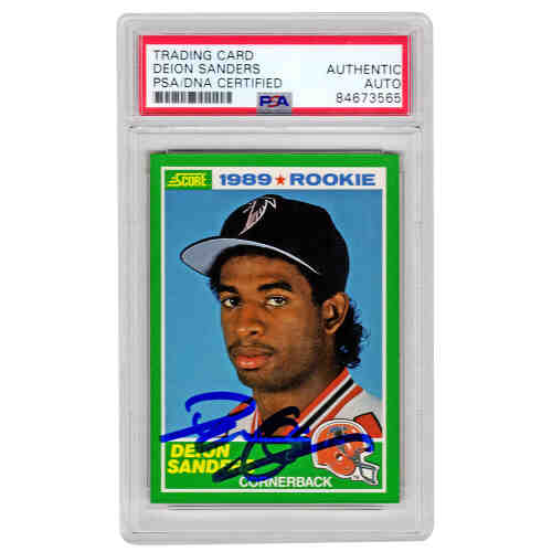 Deion Sanders Signed Atlanta Falcons 1989 Score Football Rookie Card #246 (PSA Encapsulated)