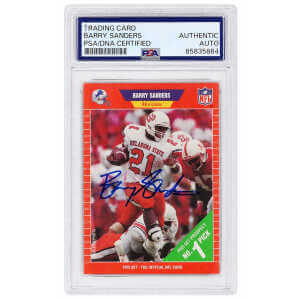 Barry Sanders Signed 1989 Pro Set (Ok State Image) Football Rookie Card #494 - (PSA Encapsulated)