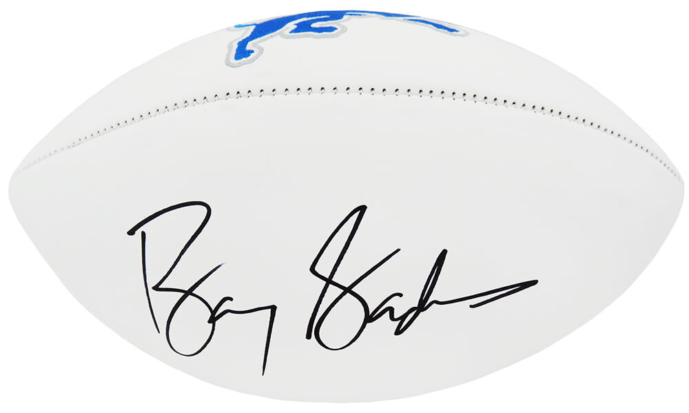 Barry Sanders Signed Rawlings Detroit Lions White Full Size Football - (SS COA)