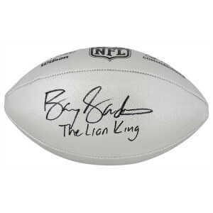 Barry Sanders Signed Wilson Duke Silver Metallic NFL Full Size Replica Football w/The Lion King