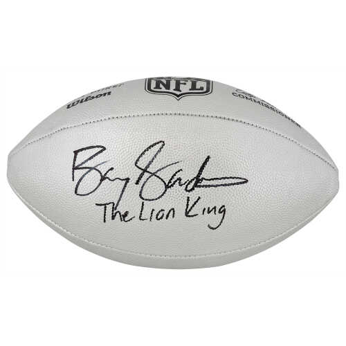 Barry Sanders Signed Wilson Duke Silver Metallic NFL Full Size Replica Football w/The Lion King