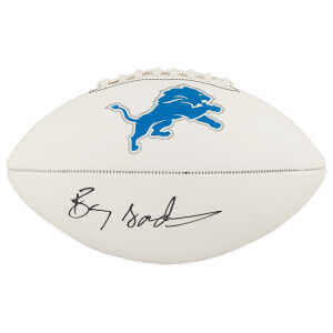 Barry Sanders Signed Franklin Lions White Team Logo Football