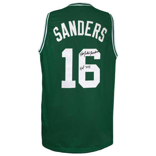 Tom Sanders Signed Green Custom Basketball Jersey w/Satch, HOF 2011