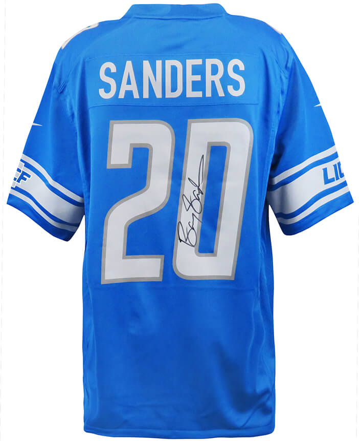 Youth Mitchell & Ness Barry Sanders Blue Detroit Lions Retired Player Name  & Number T-Shirt