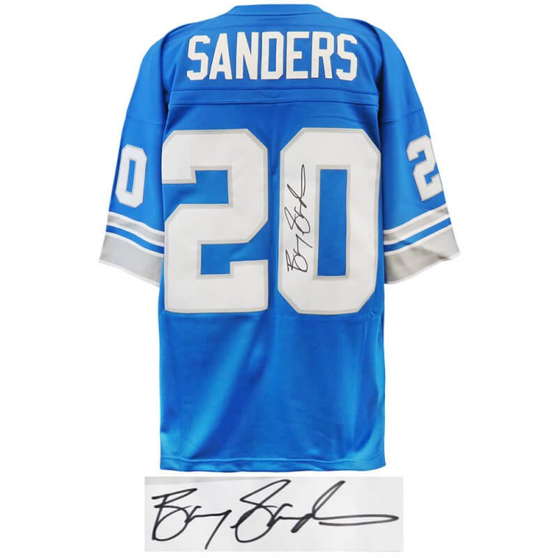 Barry Sanders Signed Detroit Lions Blue 1996 Throwback M&N NFL Legacy