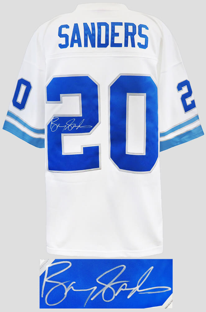 Barry Sanders Detroit Lions Autographed Blue Throwback 1994 Mitchell & Ness Replica  Jersey with HOF 04 Inscription