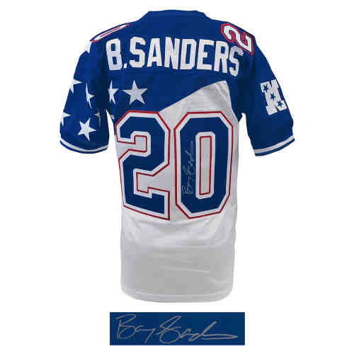 Barry Sanders Signed 1995 Pro Bowl White M&N Authentic Football Jersey - Image 2