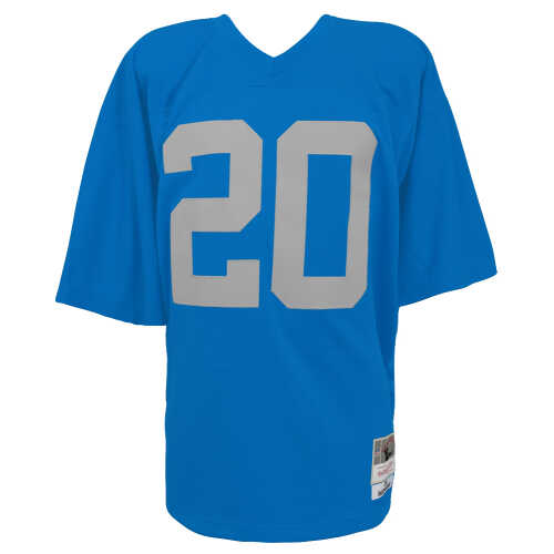 Barry Sanders Signed Detroit Lions Blue With Grey Numbers 1994 Throwback M&N NFL Football Jersey - Image 3