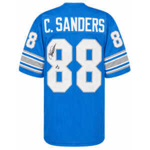 Charlie Sanders Signed Blue Throwback Custom Football Jersey w/HOF'07