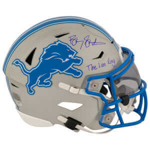 Barry Sanders Signed Detroit Lions Riddell Mid-Size SpeedFlex Helmet w/The Lion King
