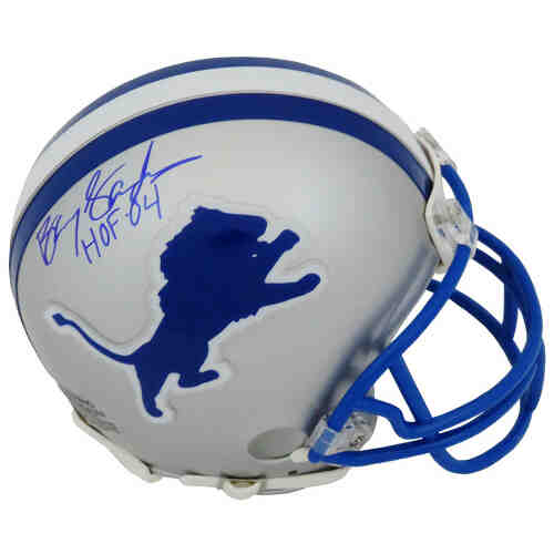 Barry Sanders Signed Detroit Lions Riddell Throwback Mini Helmet w/HOF 04