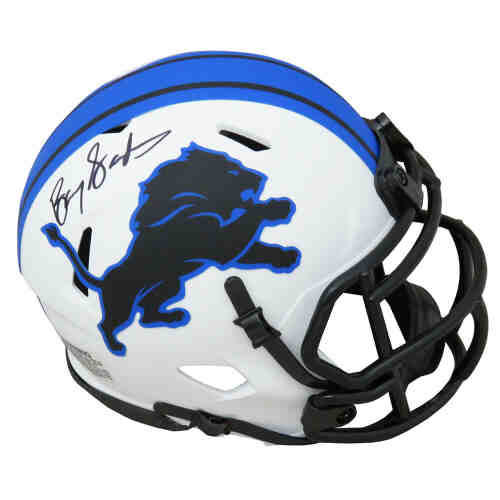 Barry Sanders Signed Detroit Lions Lunar Eclipse White Matte Riddell Speed Mini Helmet