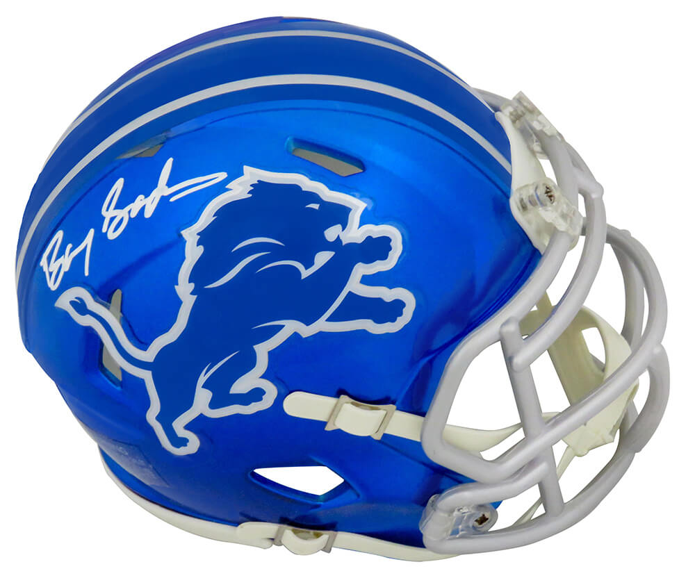 Barry Sanders Signed Detroit Lions FLASH Riddell Speed Mini Helmet (In  White Ink)