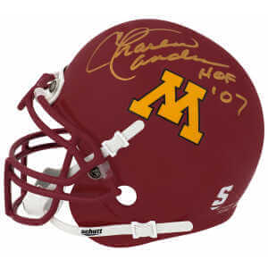 Charlie Sanders Signed Minnesta Golden Gophers Schutt Mini Helmet w/HOF'07