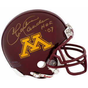Charlie Sanders Signed Minnesta Golden Gophers Riddell Mini Helmet w/HOF'07