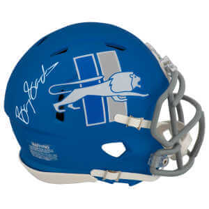 Barry Sanders Signed Detroit Lions 2023 Alternate Blue Riddell Speed Mini Helmet