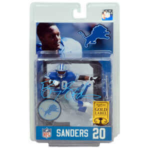Barry Sanders Signed Detroit Lions Blue Jersey McFarlane Toys Figurine