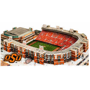 Barry Sanders Signed Oklahoma State Boone Pickens Stadium 13-Inch Layered Wood Replica Stadium w/Heisman'88
