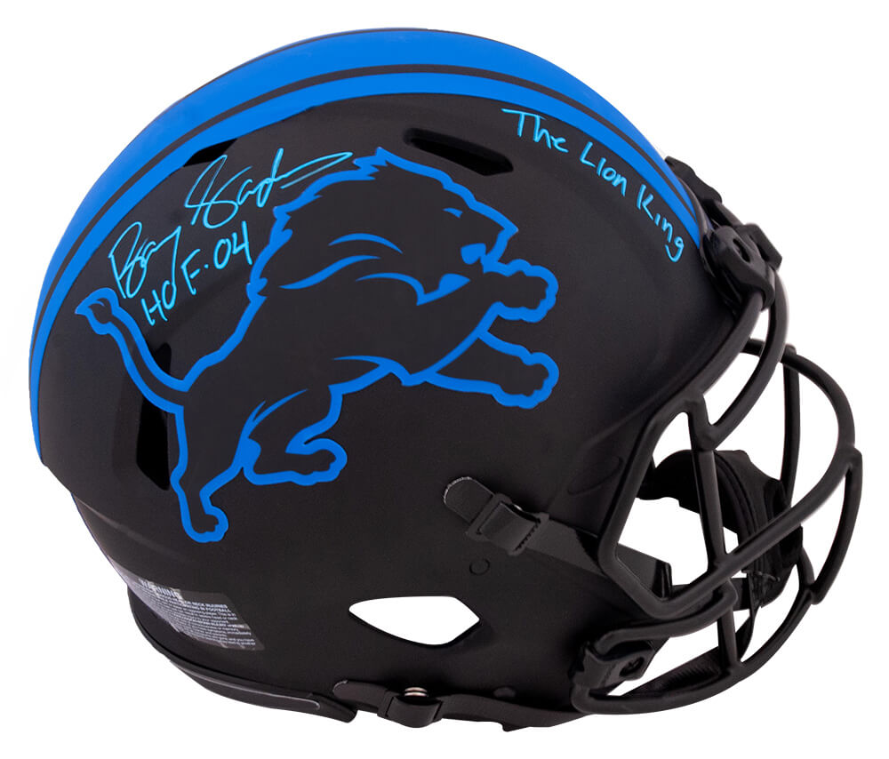 Barry Sanders Detroit Lions Autographed Helmet with HOF 04