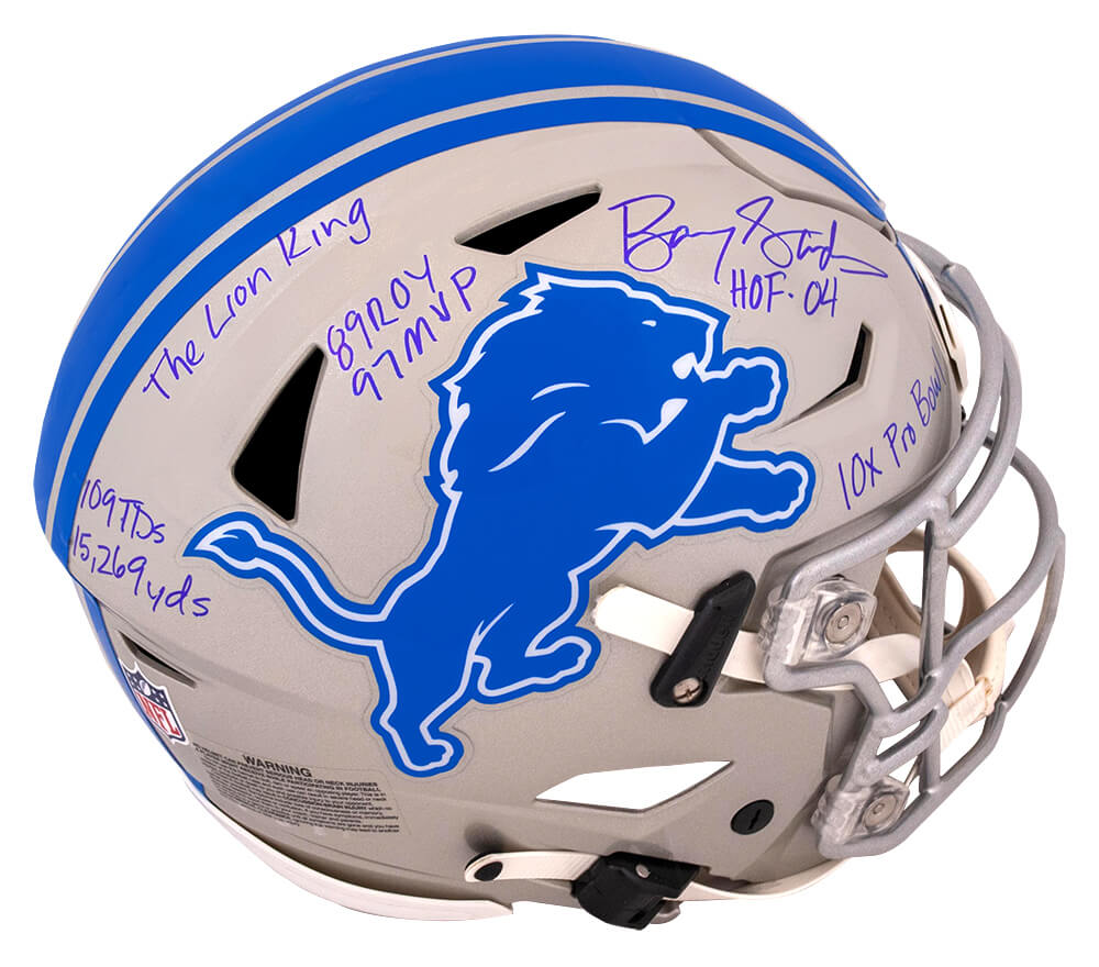 Barry Sanders Signed Detroit Lions Full Size Authentic SpeedFlex Helmet w/7  Inscriptions – Schwartz Sports Memorabilia