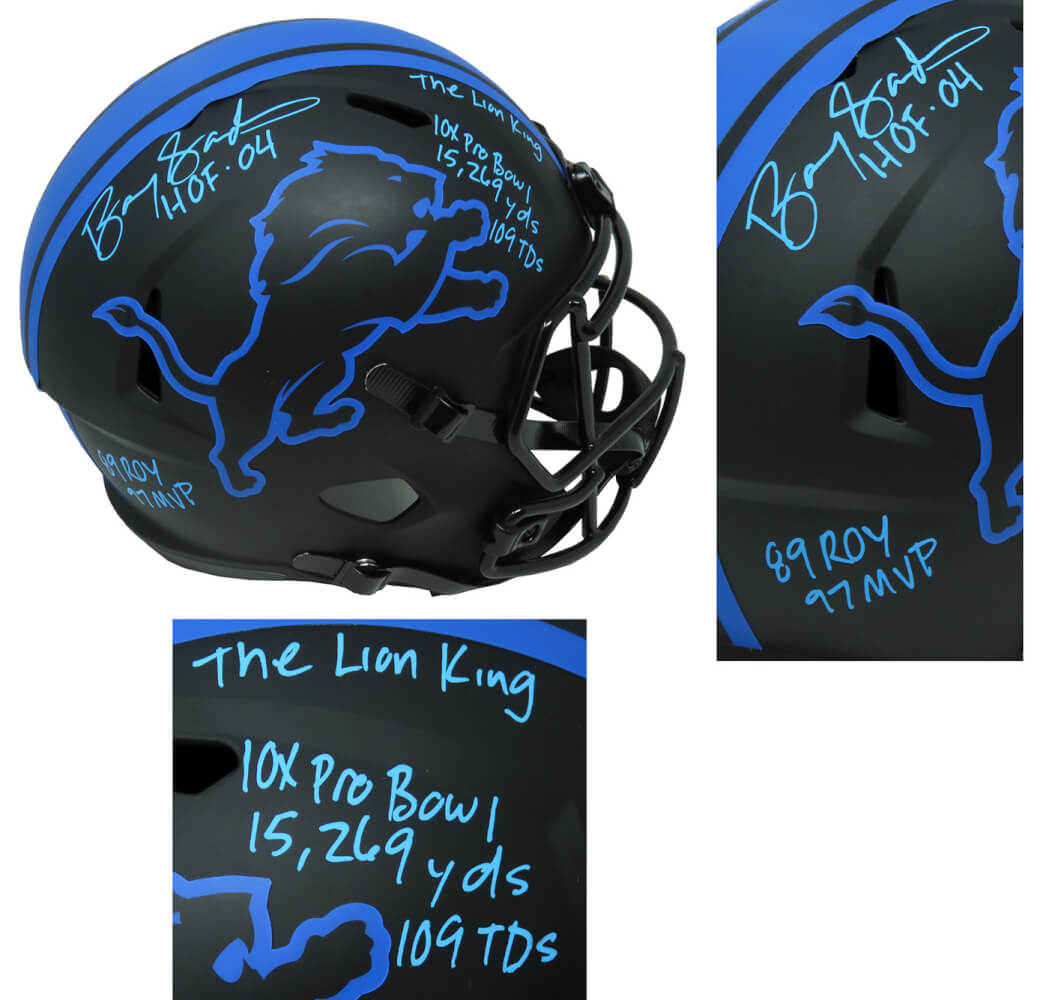 : Barry Sanders Signed Detroit Lions Eclipse Black Matte Riddell  Speed Full Size Replica Helmet - Autographed NFL Helmets : Sports & Outdoors