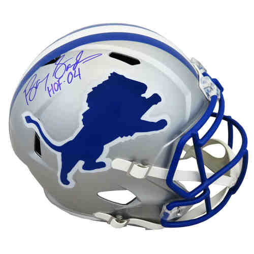 Barry Sanders Signed Detroit Lions Throwback Riddell Full Size Speed Replica Helmet w/HOF'04