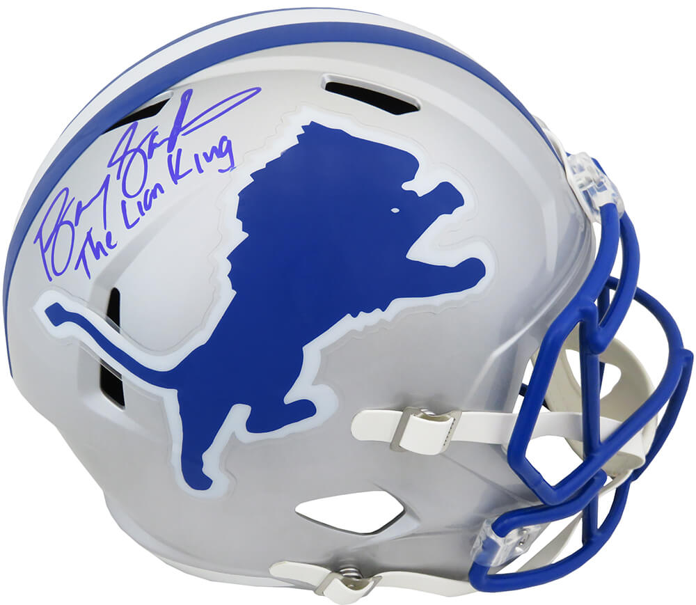 Barry Sanders Signed Lions Riddell Throwback Mini Helmet