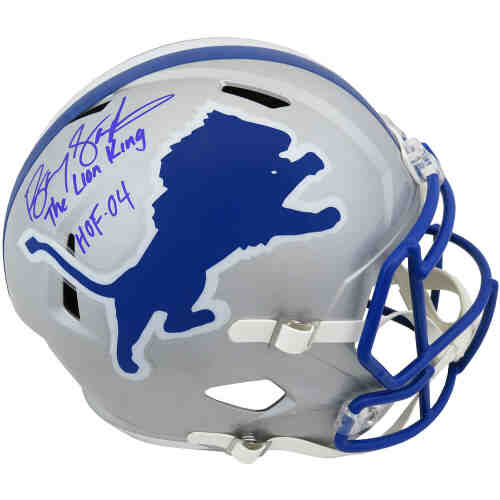 Barry Sanders Signed Detroit Lions Throwback Riddell Full Size Speed Replica Helmet w/HOF 04, The Lion King