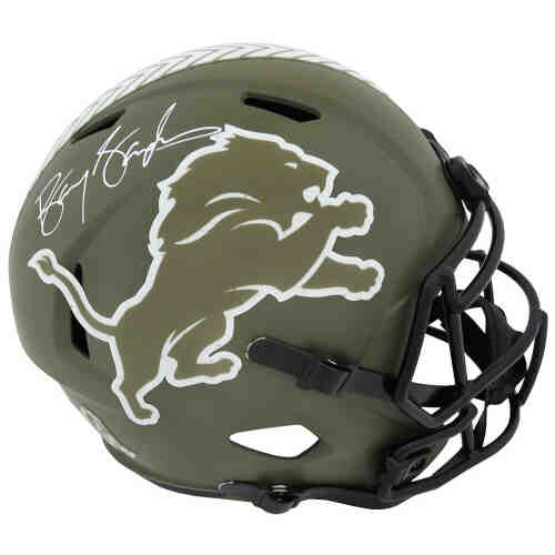 Barry Sanders Signed Detroit Lions Salute to Service Riddell Speed Full Size Replica Helmet