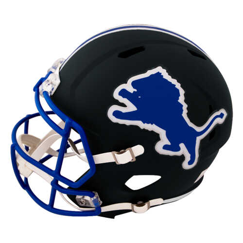 Barry Sanders Signed Detroit Lions Barry Sanders Logo Black Riddell Full Size Speed Replica Helmet w/HOF'04, The Lion King - Image 2