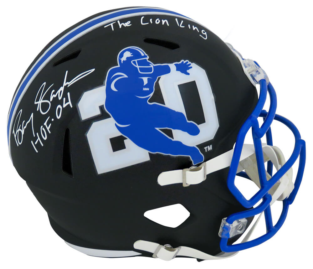 Barry Sanders Signed Detroit Lions Barry Sanders Logo Black