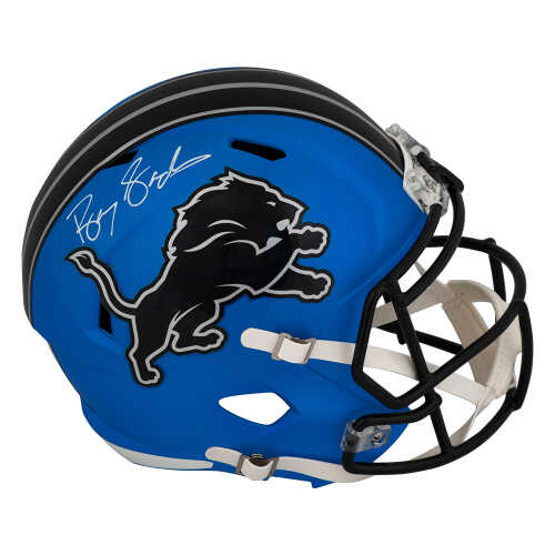 Barry Sanders Signed Detroit Lions 2024 Alternate Blue Riddell Full Size Speed Replica Helmet