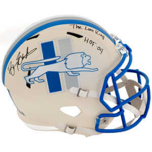 Barry Sanders Signed Detroit Lions RETRO Riddell Full Size Speed Replica Helmet w/HOF 04, The Lion King