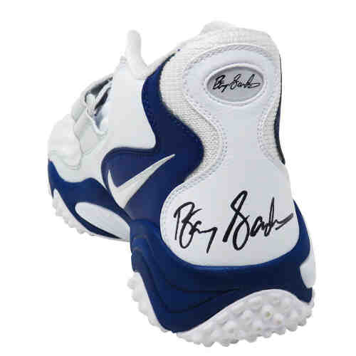 Barry Sanders Signed Nike Air Zoom Turf Jet '97 White & Blue Lions Shoe (Right Foot)