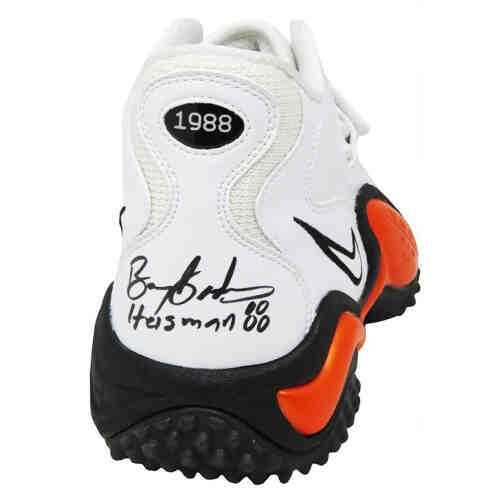 Barry Sanders Signed Nike Air Zoom Turf Jet '97 White & Orange OSU Shoe (Right Foot) w/Heisman 1988