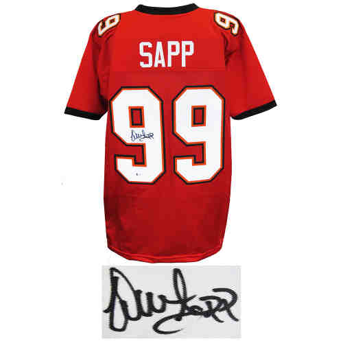 Warren Sapp Signed Red Custom Football Jersey (Beckett)