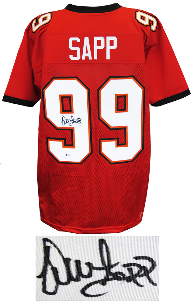 Warren Sapp Signed Red Custom Football Jersey (Beckett) – Schwartz