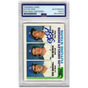 Steve Sax Signed Los Angeles Dodgers 1982 Topps Future Stars Rookie Baseball Card #681 - (PSA Encapsulated)
