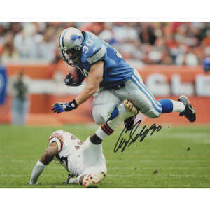 Cory Schlesinger Signed Detroit Lions Rushing Action vs Browns 8x10 Photo
