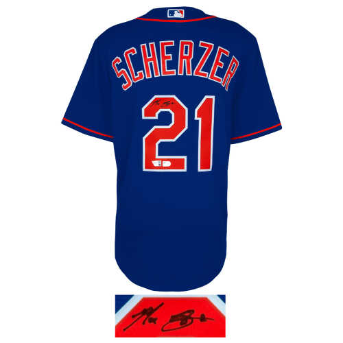 Max Scherzer Signed New York Mets Blue Nike Replica Baseball Jersey - (Fanatics) - Image 2