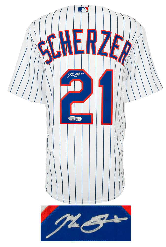 Max Scherzer Signed New York Mets White Nike Replica Baseball Jersey - (Fanatics) - Image 2