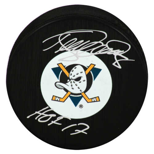 Teemu Selanne Signed Anaheim Ducks (Medium) Logo Hockey Puck w/HOF'17