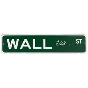 Charlie Sheen Signed Wall Street 4x18 Green Aluminum Street Sign