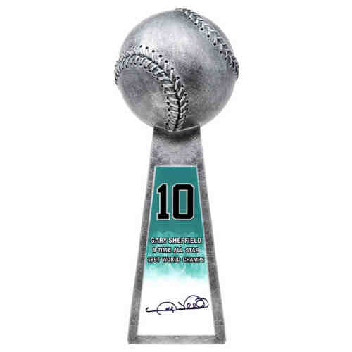 Gary Sheffield Signed Baseball World Champion 14 Inch Replica Silver Trophy