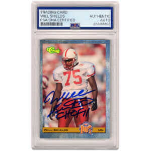 Will Shields Signed 1993 Classic Rookie Football Trading Card #13 w/CHOF'11 - (PSA Encapsulated)