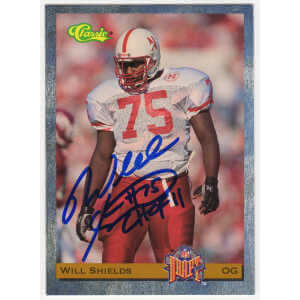 Will Shields Signed 1993 Classic Football Rookie Trading Card #13 w/CHOF'11