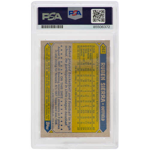 Ruben Sierra Signed Rangers 1987 Topps Rookie Baseball Trading Card #261 - (PSA Encapsulated) - Image 2